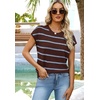 image:imageWIHOLL Womens Lightweight Sweater Spring Summer Fall Outfits Cap Sleeve Hollow Out Knit Fashion Clothing 2026Blue Brown Stripes