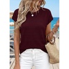 image:imageWIHOLL Womens Lightweight Sweater Spring Summer Fall Outfits Cap Sleeve Hollow Out Knit Fashion Clothing 2026Burgundy