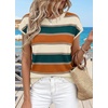 image:imageWIHOLL Womens Lightweight Sweater Spring Summer Fall Outfits Cap Sleeve Hollow Out Knit Fashion Clothing 2026Green Orange Stripes