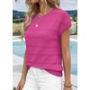 image:imageWIHOLL Womens Lightweight Sweater Spring Summer Fall Outfits Cap Sleeve Hollow Out Knit Fashion Clothing 2026Hot Pink