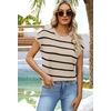 image:imageWIHOLL Womens Lightweight Sweater Spring Summer Fall Outfits Cap Sleeve Hollow Out Knit Fashion Clothing 2026Khaki Black Stripes