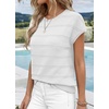 image:imageWIHOLL Womens Lightweight Sweater Spring Summer Fall Outfits Cap Sleeve Hollow Out Knit Fashion Clothing 2026White