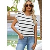 image:imageWIHOLL Womens Lightweight Sweater Spring Summer Fall Outfits Cap Sleeve Hollow Out Knit Fashion Clothing 2026White Black Stripes