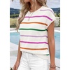 image:imageWIHOLL Womens Lightweight Sweater Spring Summer Fall Outfits Cap Sleeve Hollow Out Knit Fashion Clothing 2026White Rainbow