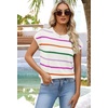 image:imageWIHOLL Womens Lightweight Sweater Spring Summer Fall Outfits Cap Sleeve Hollow Out Knit Fashion Clothing 2026White Rainbow