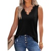 image:imageWIHOLL Womens Loose Fit V Neck Lace Sleeveless Summer Tank Top1black