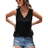 image:imageWIHOLL Womens Loose Fit V Neck Lace Sleeveless Summer Tank Top1black