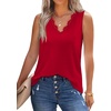 image:imageWIHOLL Womens Loose Fit V Neck Lace Sleeveless Summer Tank Top1red