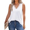 image:imageWIHOLL Womens Loose Fit V Neck Lace Sleeveless Summer Tank Top1white