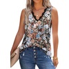 image:imageWIHOLL Womens Loose Fit V Neck Lace Sleeveless Summer Tank Top3floral Khaki