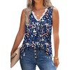 image:imageWIHOLL Womens Loose Fit V Neck Lace Sleeveless Summer Tank Top3navy Blue Floral