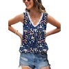 image:imageWIHOLL Womens Loose Fit V Neck Lace Sleeveless Summer Tank Top3navy Blue Floral