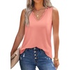 image:imageWIHOLL Womens Loose Fit V Neck Lace Sleeveless Summer Tank TopCoral