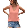 image:imageWIHOLL Womens Loose Fit V Neck Lace Sleeveless Summer Tank TopCoral