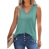 image:imageWIHOLL Womens Loose Fit V Neck Lace Sleeveless Summer Tank TopCream Green