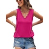 image:imageWIHOLL Womens Loose Fit V Neck Lace Sleeveless Summer Tank TopHot Pink