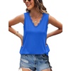 image:imageWIHOLL Womens Loose Fit V Neck Lace Sleeveless Summer Tank TopKlein Blue