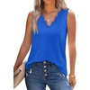 image:imageWIHOLL Womens Loose Fit V Neck Lace Sleeveless Summer Tank TopKlein Blue