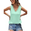 image:imageWIHOLL Womens Loose Fit V Neck Lace Sleeveless Summer Tank TopLake Green