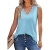 image:imageWIHOLL Womens Loose Fit V Neck Lace Sleeveless Summer Tank TopLight Blue