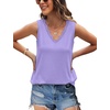 image:imageWIHOLL Womens Loose Fit V Neck Lace Sleeveless Summer Tank TopPurple