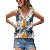 image:imageWIHOLL Womens Loose Fit V Neck Lace Sleeveless Summer Tank TopSmulti Teal