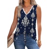 image:imageWIHOLL Womens Loose Fit V Neck Lace Sleeveless Summer Tank TopUnavy Blue Ethnic Pattern