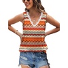 image:imageWIHOLL Womens Loose Fit V Neck Lace Sleeveless Summer Tank TopUorange Boho