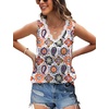 image:imageWIHOLL Womens Loose Fit V Neck Lace Sleeveless Summer Tank TopUtropical Bohemia