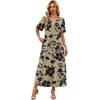 image:imageWIHOLL Womens Maxi Dresses V Neck Vacation Beach Sundresses Floral Travel Summer DressFloral Black Flowers