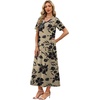 image:imageWIHOLL Womens Maxi Dresses V Neck Vacation Beach Sundresses Floral Travel Summer DressFloral Black Flowers