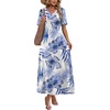 image:imageWIHOLL Womens Maxi Dresses V Neck Vacation Beach Sundresses Floral Travel Summer DressFloral Blue Leaves
