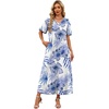 image:imageWIHOLL Womens Maxi Dresses V Neck Vacation Beach Sundresses Floral Travel Summer DressFloral Blue Leaves