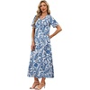 image:imageWIHOLL Womens Maxi Dresses V Neck Vacation Beach Sundresses Floral Travel Summer DressFloral Boho Blue