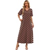 image:imageWIHOLL Womens Maxi Dresses V Neck Vacation Beach Sundresses Floral Travel Summer DressFloral Brown Polka Dot
