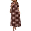 image:imageWIHOLL Womens Maxi Dresses V Neck Vacation Beach Sundresses Floral Travel Summer DressFloral Brown Polka Dot