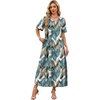 image:imageWIHOLL Womens Maxi Dresses V Neck Vacation Beach Sundresses Floral Travel Summer DressFloral Frond