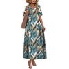 image:imageWIHOLL Womens Maxi Dresses V Neck Vacation Beach Sundresses Floral Travel Summer DressFloral Frond