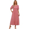 image:imageWIHOLL Womens Maxi Dresses V Neck Vacation Beach Sundresses Floral Travel Summer DressFloral Red Grid