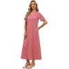 image:imageWIHOLL Womens Maxi Dresses V Neck Vacation Beach Sundresses Floral Travel Summer DressFloral Red Grid