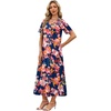 image:imageWIHOLL Womens Maxi Dresses V Neck Vacation Beach Sundresses Floral Travel Summer DressFloral Rose