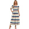 image:imageWIHOLL Womens Maxi Dresses V Neck Vacation Beach Sundresses Floral Travel Summer DressFloral Striped