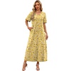 image:imageWIHOLL Womens Maxi Dresses V Neck Vacation Beach Sundresses Floral Travel Summer DressFloral Yellow Folwer