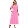 image:imageWIHOLL Womens Maxi Dresses V Neck Vacation Beach Sundresses Floral Travel Summer DressPlain Pink