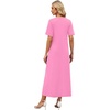image:imageWIHOLL Womens Maxi Dresses V Neck Vacation Beach Sundresses Floral Travel Summer DressPlain Pink