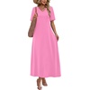 image:imageWIHOLL Womens Maxi Dresses V Neck Vacation Beach Sundresses Floral Travel Summer DressPlain Pink