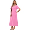 image:imageWIHOLL Womens Maxi Dresses V Neck Vacation Beach Sundresses Floral Travel Summer DressPlain Pink