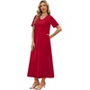 image:imageWIHOLL Womens Maxi Dresses V Neck Vacation Beach Sundresses Floral Travel Summer DressPlain Red