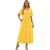 image:imageWIHOLL Womens Maxi Dresses V Neck Vacation Beach Sundresses Floral Travel Summer DressPlain Yellow