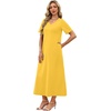 image:imageWIHOLL Womens Maxi Dresses V Neck Vacation Beach Sundresses Floral Travel Summer DressPlain Yellow